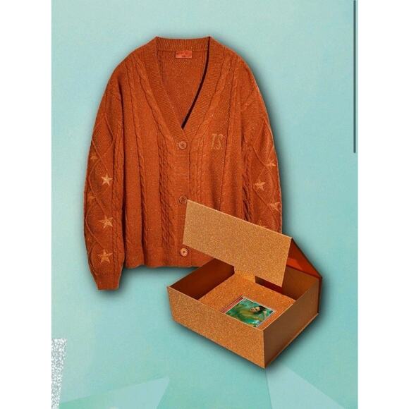 XL/2X Taylor Swift Life Of A Showgirl Orange Glitter Cardigan Box Set UNOPENED - Picture 1 of 7